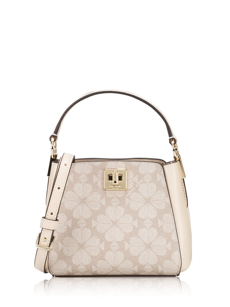 Flower Spade Mini Top Handle Crossbody Dark Beige