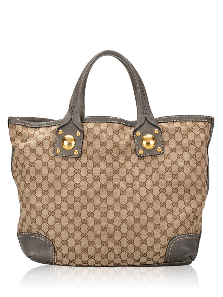 GG Canvas Sunset Large Tote Beige Grey