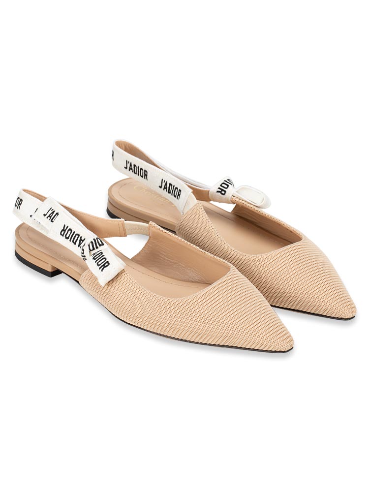 Fabric J’Adior Ribbon Slingback Flats Nude Sz 38