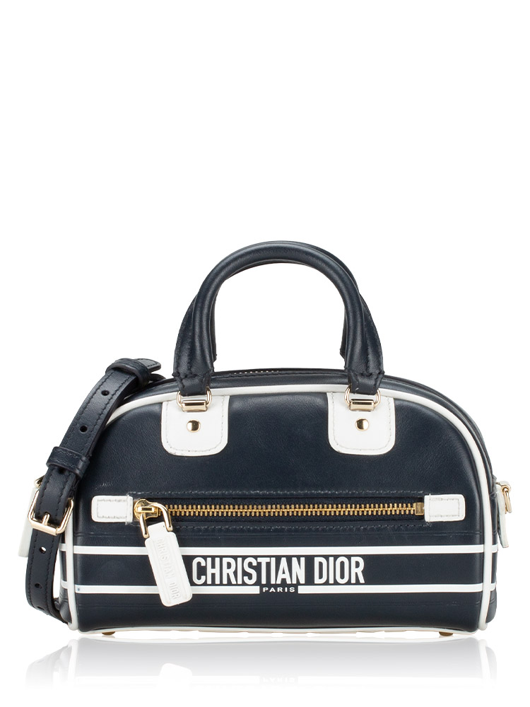 Calfskin Dior Vibe Micro Bowling Bag Blue White