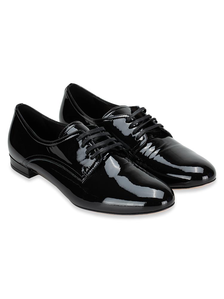 Patent Leather Lace Up Derby Shoes Black Sz 39