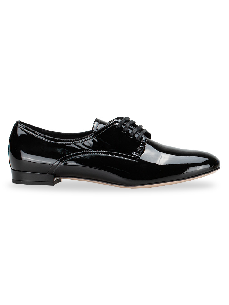 Patent Leather Lace Up Derby Shoes Black Sz 39