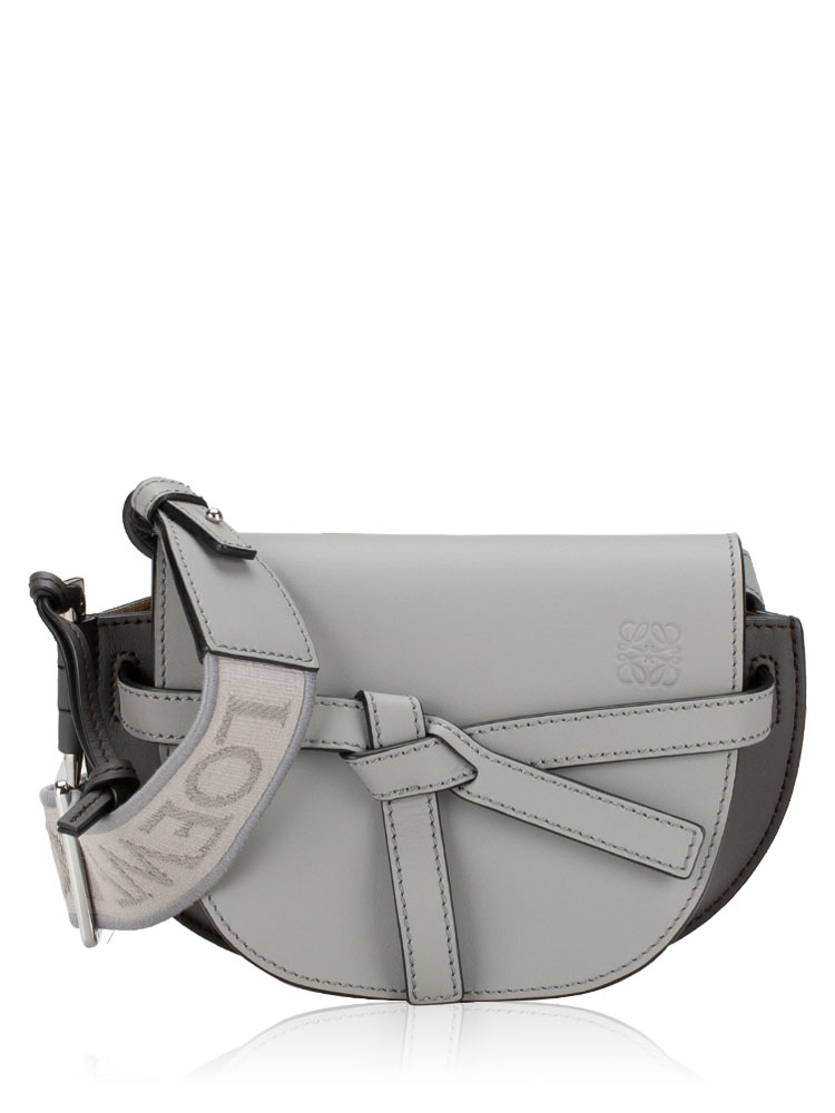 Calfskin Jacquard Gate Mini Dual Bag Ash Grey
