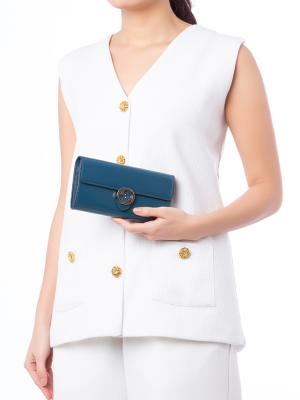 Calfskin Icon Continental Wallet Dusty Avio