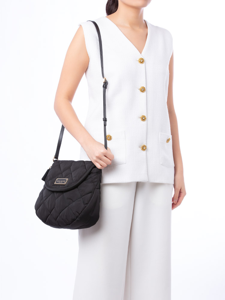 Natasha Quilted Nylon Crossbody Black