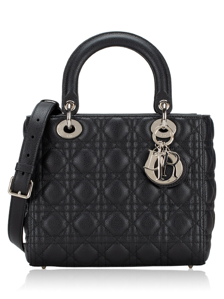 Grained Calfskin Medium Lady Dior Black