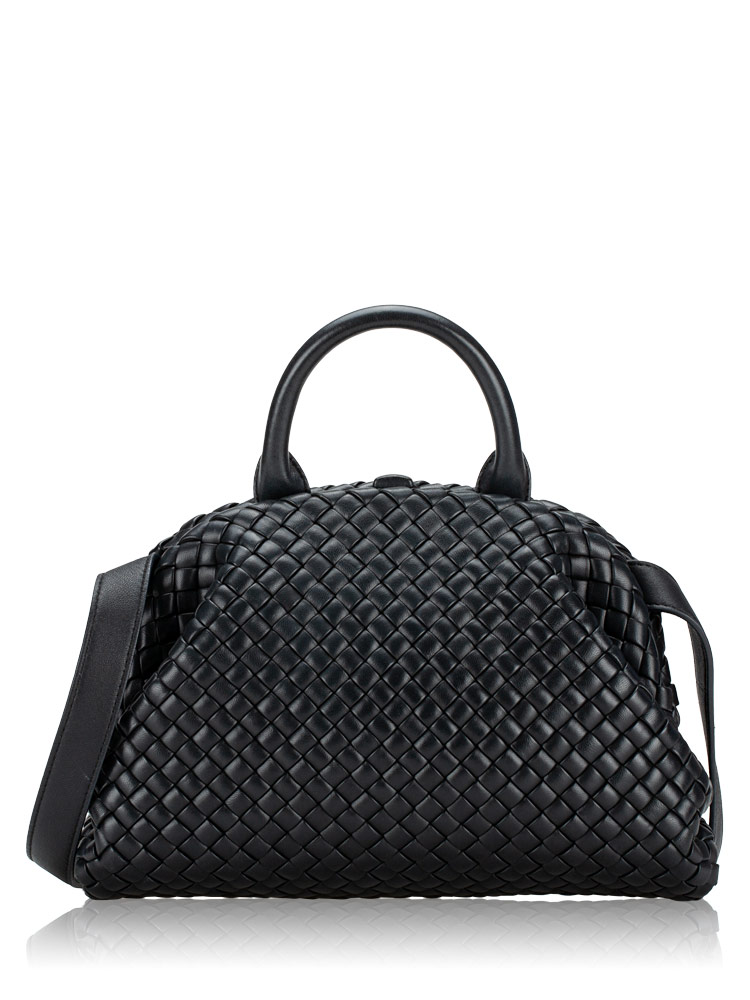 Nappa Intrecciato Padded Small The Handle Bag Black