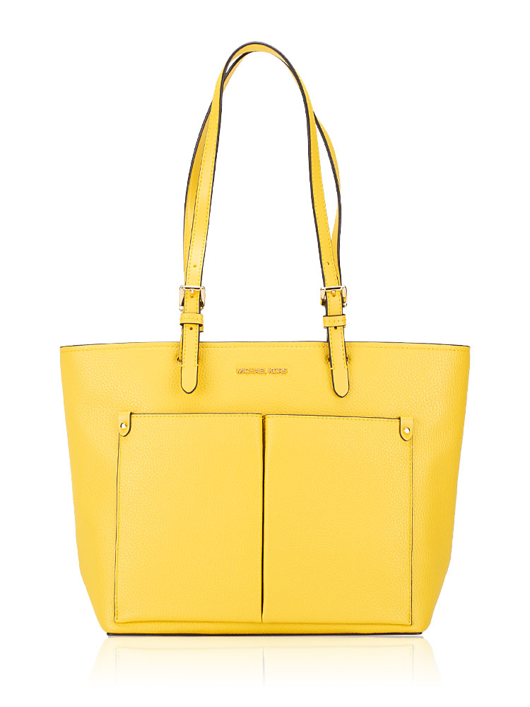 Jet Set Leather Medium Pocket Tote Daisy Yellow
