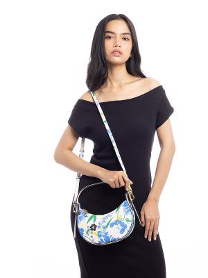 Madison Floral Crescent Shoulder Bag Cream Multi