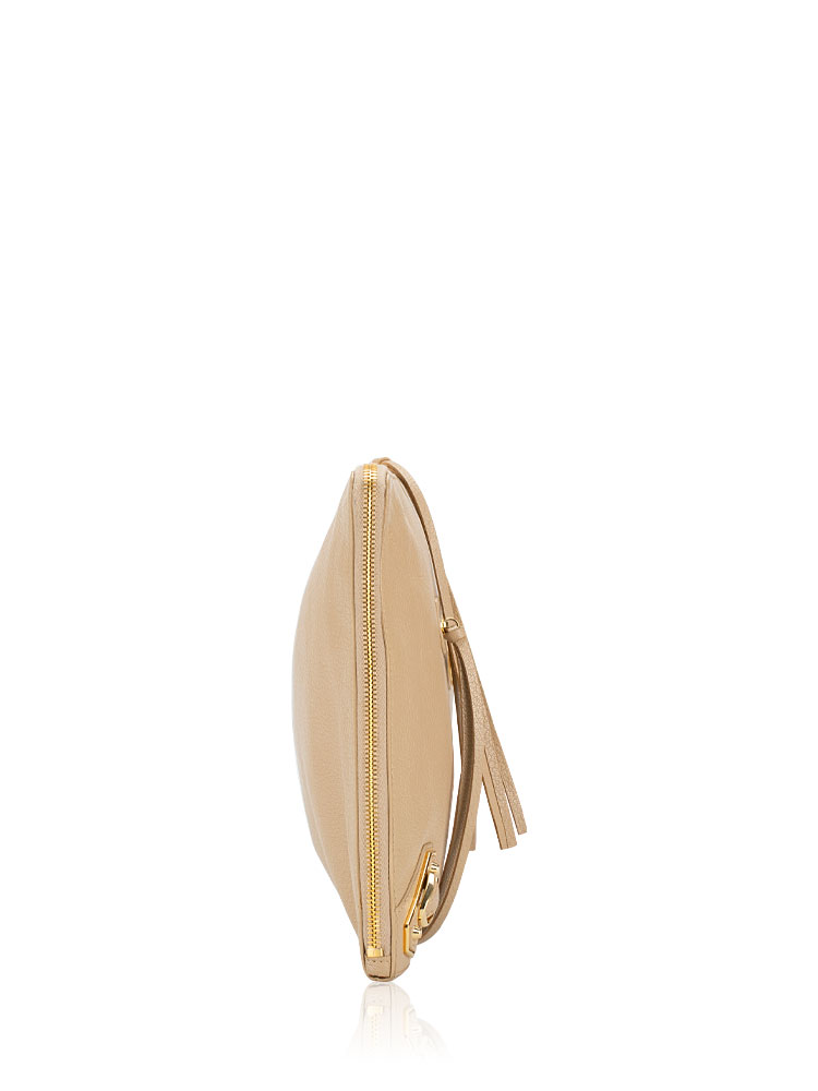 Gold Metallic Edge Pouch Beige Latte
