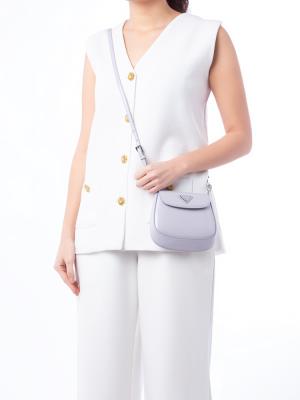 1BH188 Brushed Calfskin Cleo Mini Shoulder Bag Glicine