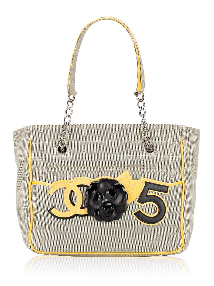 Canvas Camellia N°5 Tote Beige Black