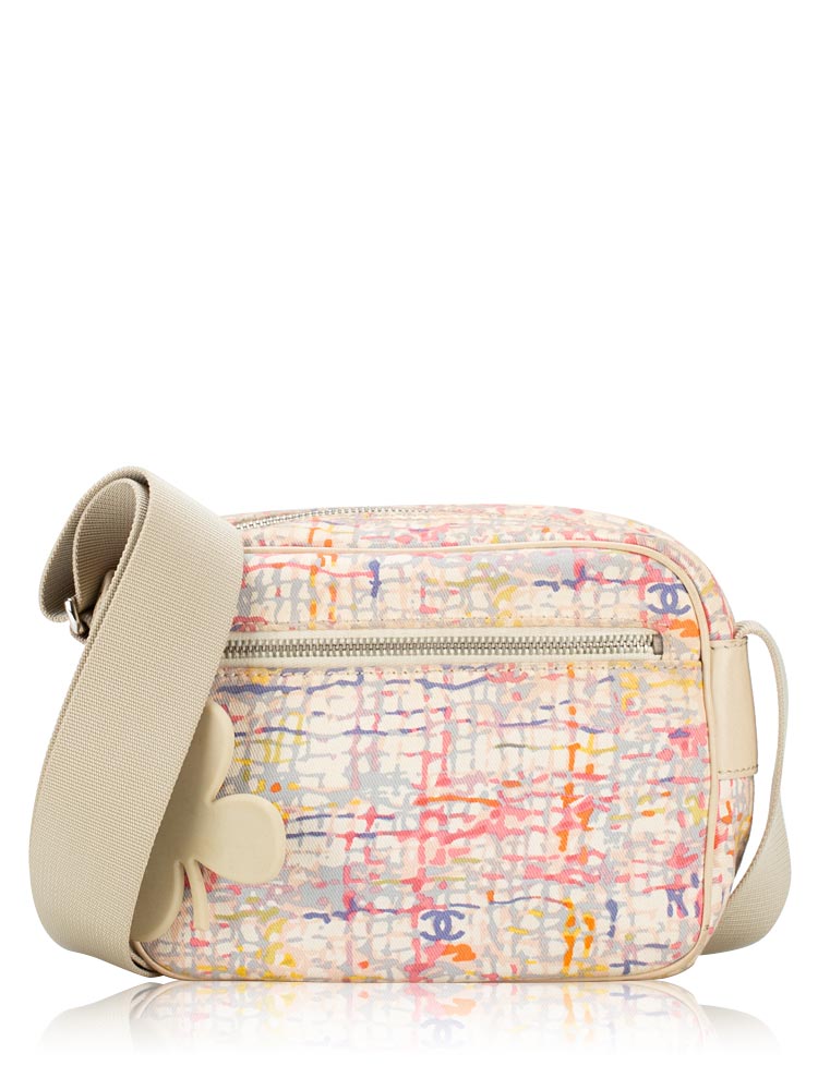 Printed Canvas Watercolor Crossbody Beige Multicolor