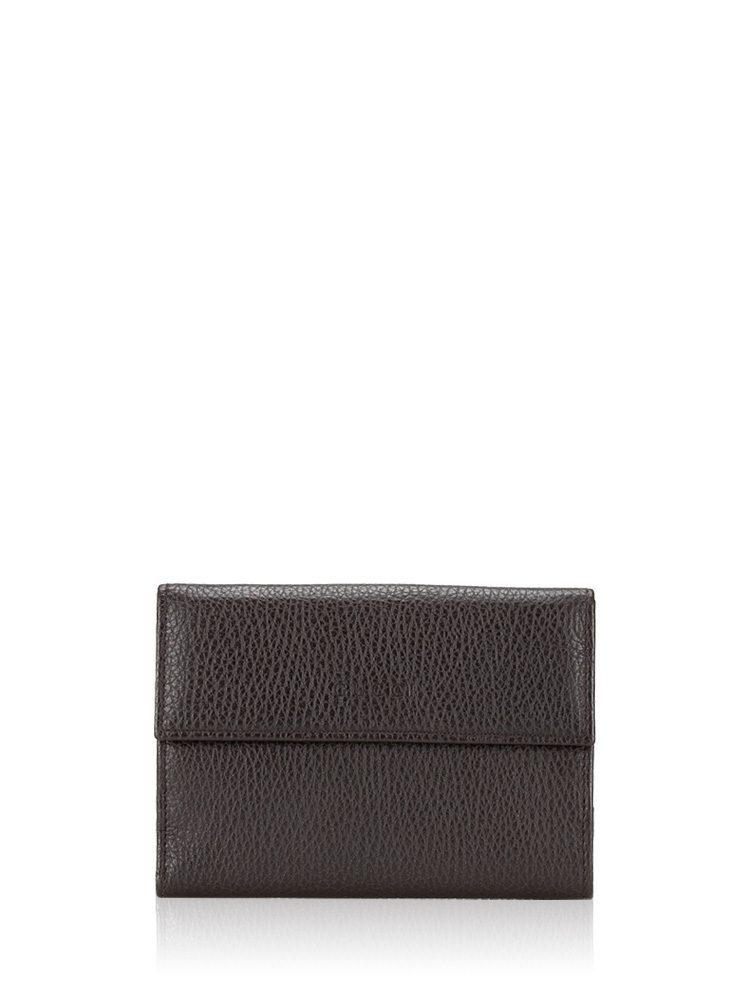 Grained Calfskin French Wallet Brown