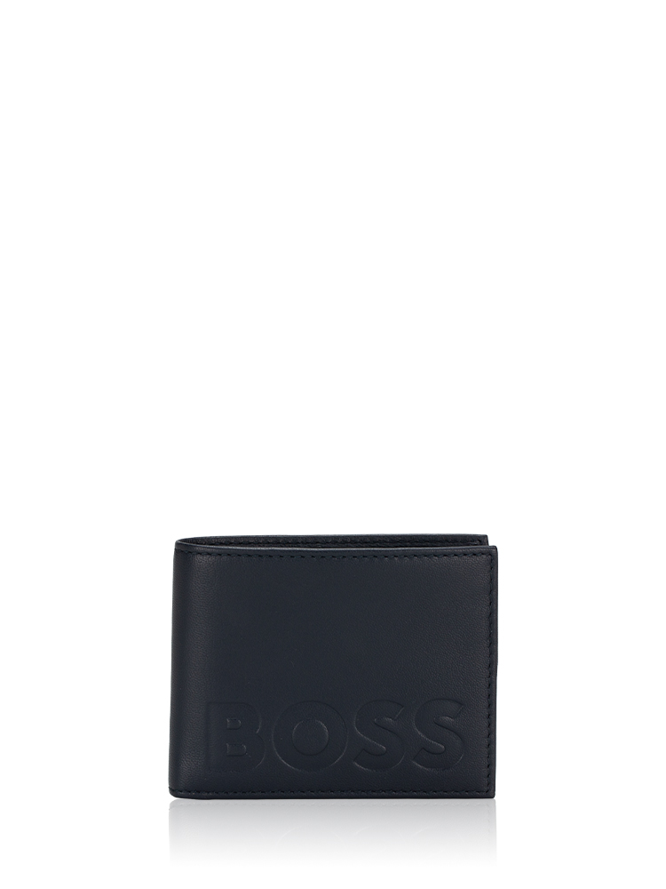 Men Laslo Embossed Logo Bifold Wallet Navy