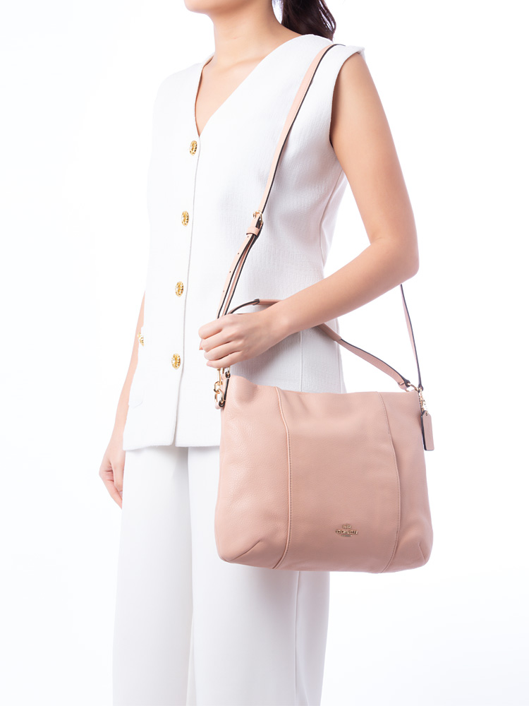 F35809 Isabella Leather Shoulder Bag Blush Pink