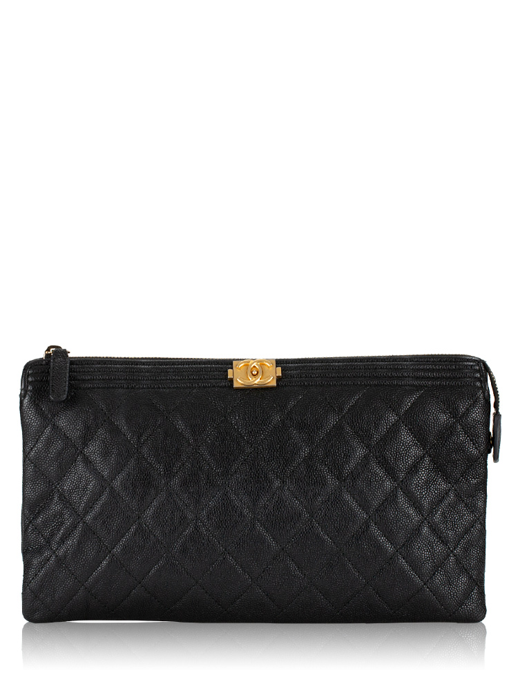 Caviar Small Zipped Boy Pouch Black
