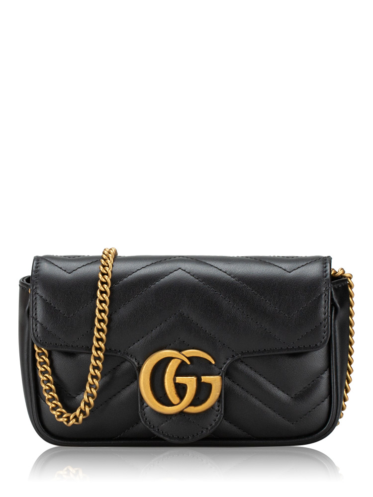 GG Marmont Matelasse Super Mini Flap Shoulder Bag Black