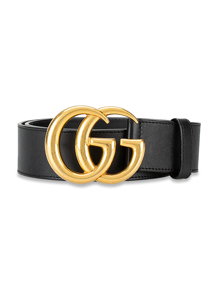 Calfskin Double G 40mm Belt Black Sz 75