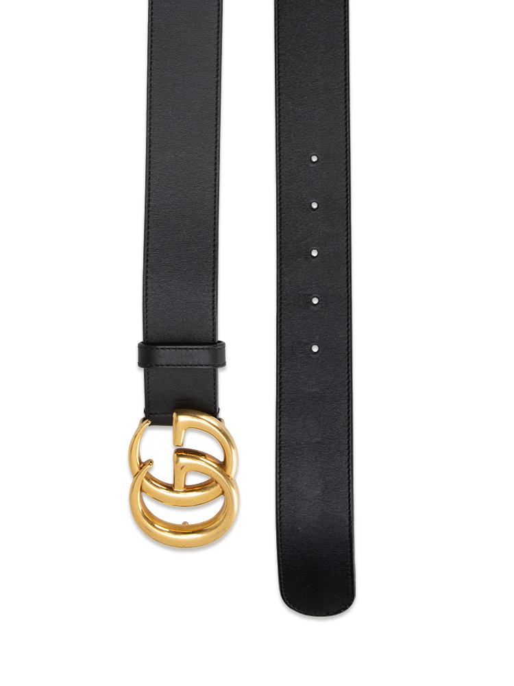 Calfskin Double G 40mm Belt Black Sz 75