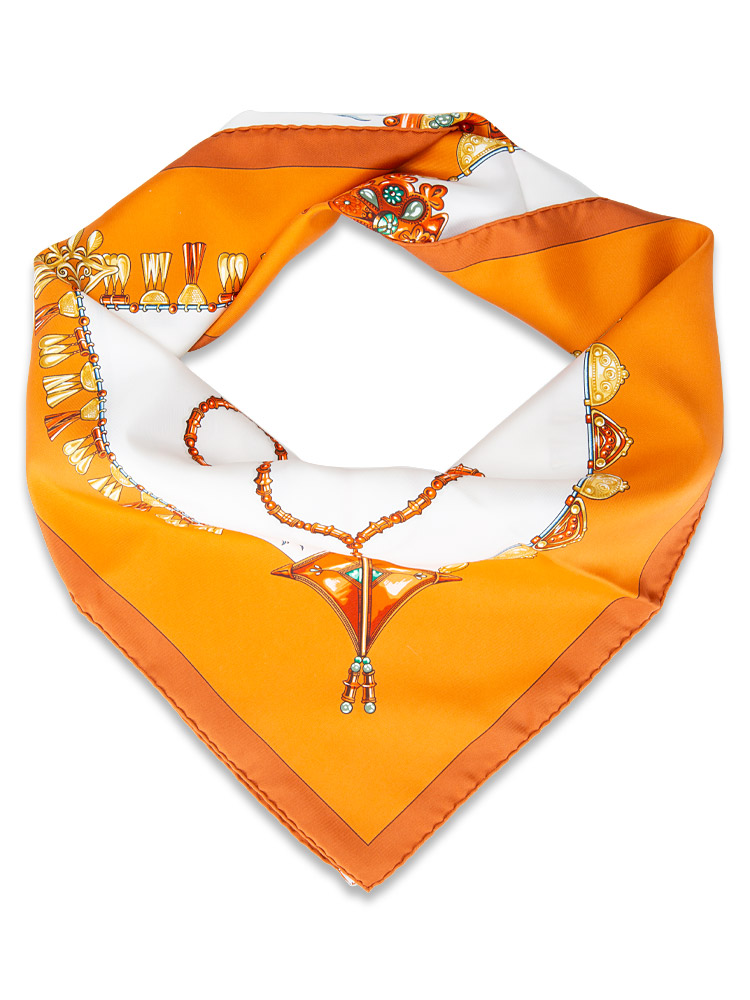 Silk Parures Des Sables 90 Scarf Orange Multicolor