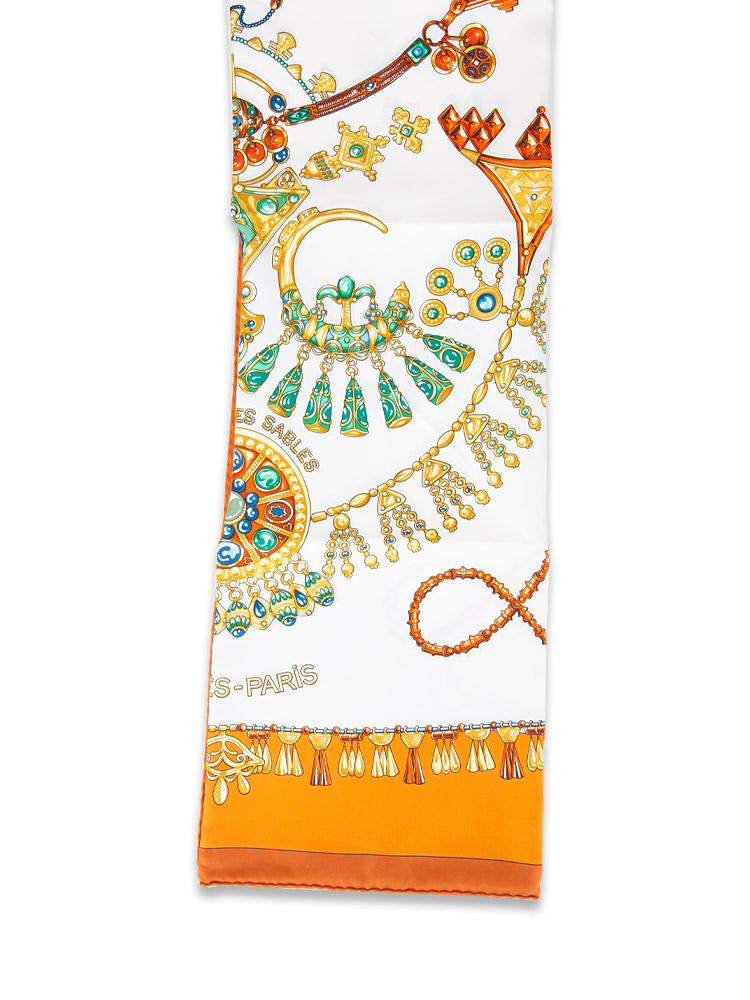 Silk Parures Des Sables 90 Scarf Orange Multicolor