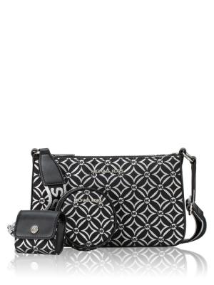Metallic Signature Jet Set Small Crossbody With Tech Pouch Black