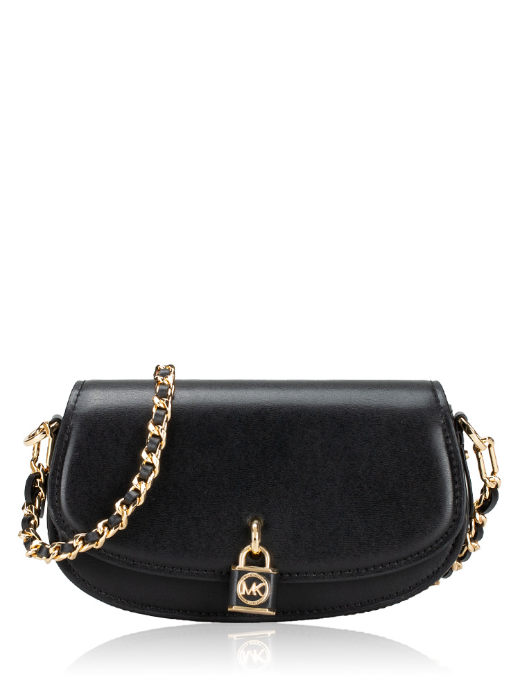 Mila Leather Small Shoulder Bag Black