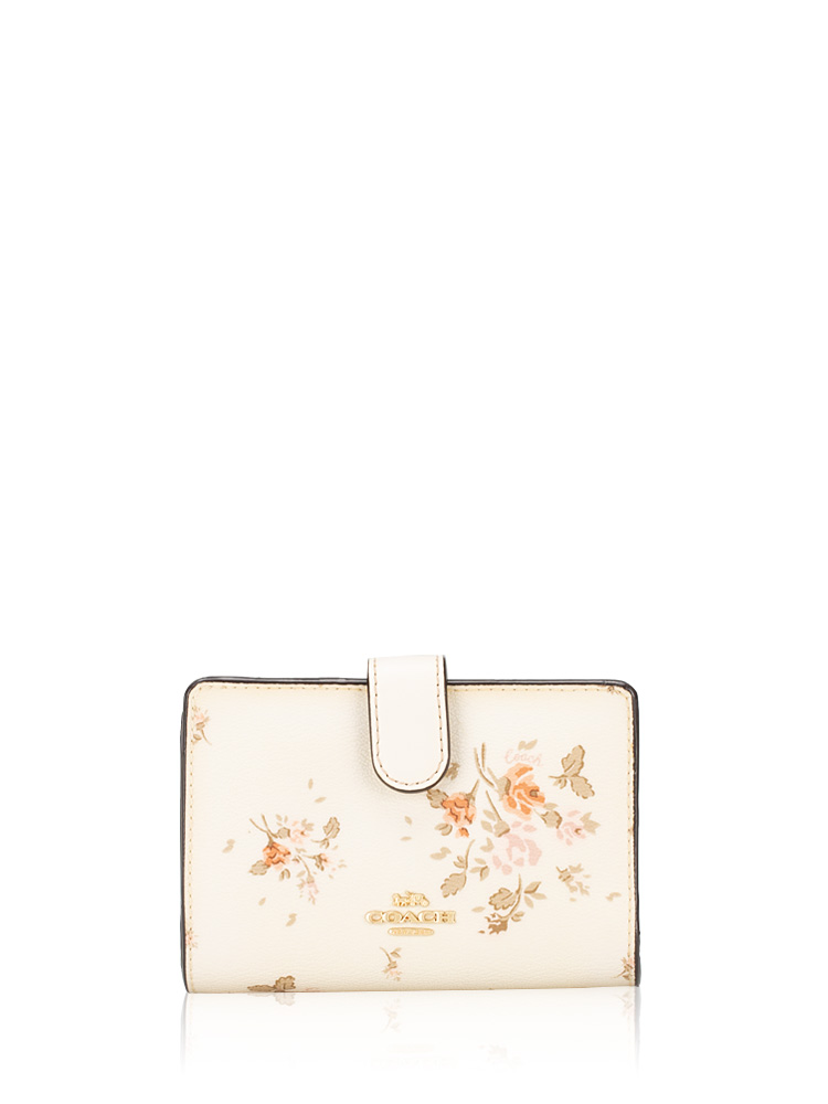 91750 Rose Bouquet Print Medium Zip Wallet Chalk Multi