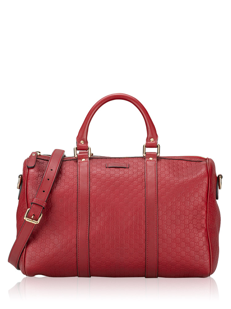 Microguccissima Medium Joy Boston Bag with Strap Red