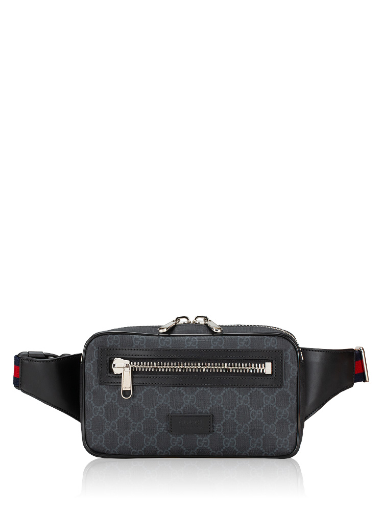 Men Soft GG Supreme Web Belt Bag Black Grey