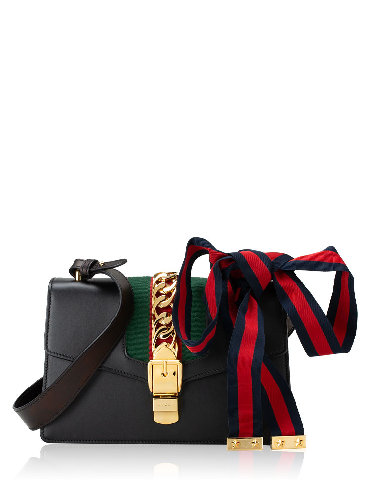 Calfskin Sylvie Small Shoulder Bag Black