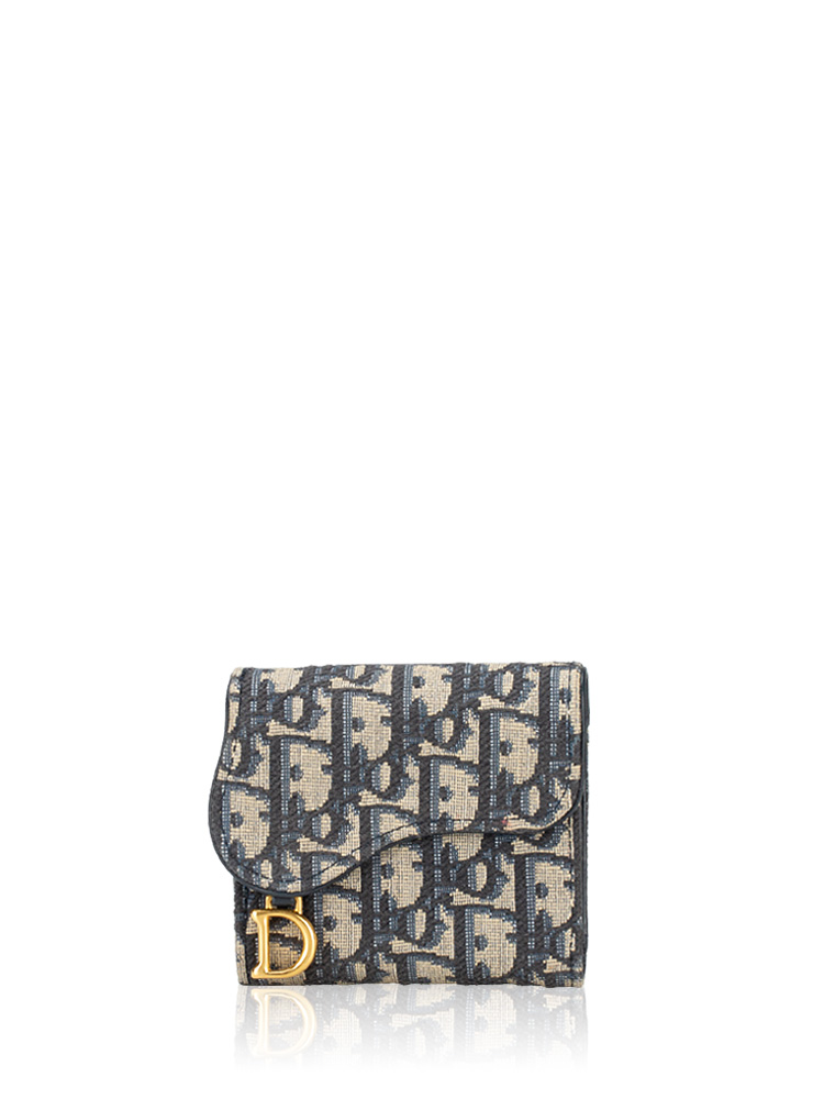 Oblique Saddle Lotus Small Wallet Blue