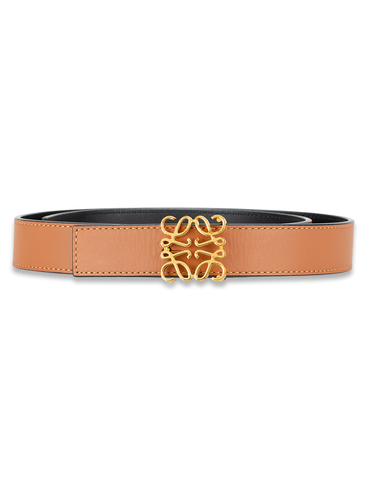 Calfskin Anagram Reversible Belt Tan Black Sz 80