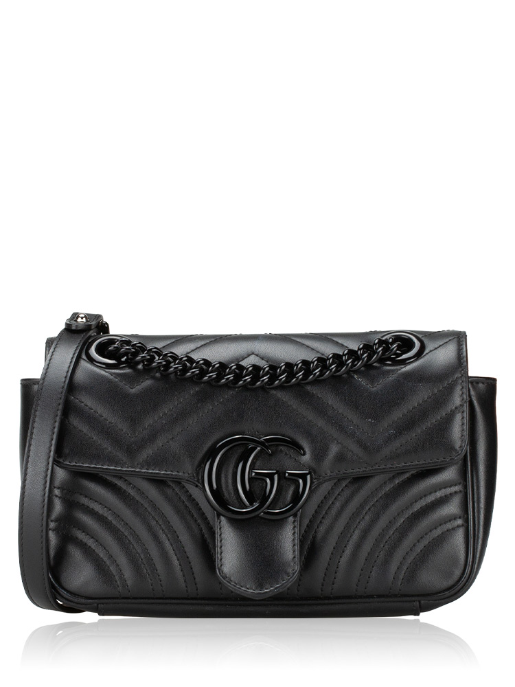 Calfskin GG Marmont Matelasse Mini Shoulder Bag Black