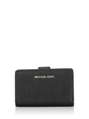 Jet Set Leather Medium Bifold Coin Wallet Black