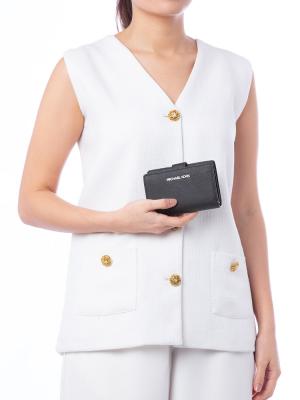 Jet Set Leather Medium Bifold Coin Wallet Black