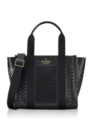 Kip Perforated Leather Small Tote Black