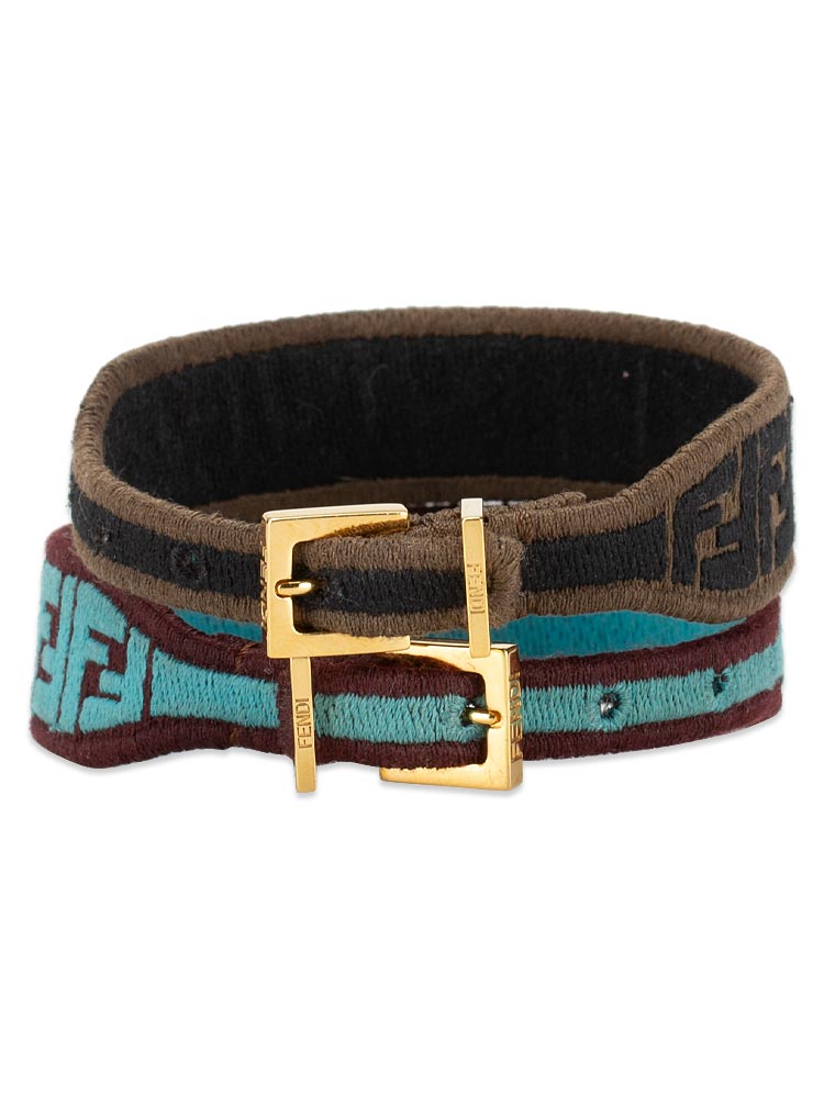Embroidered FF Bracelet Set Tobacco Cyber Blue