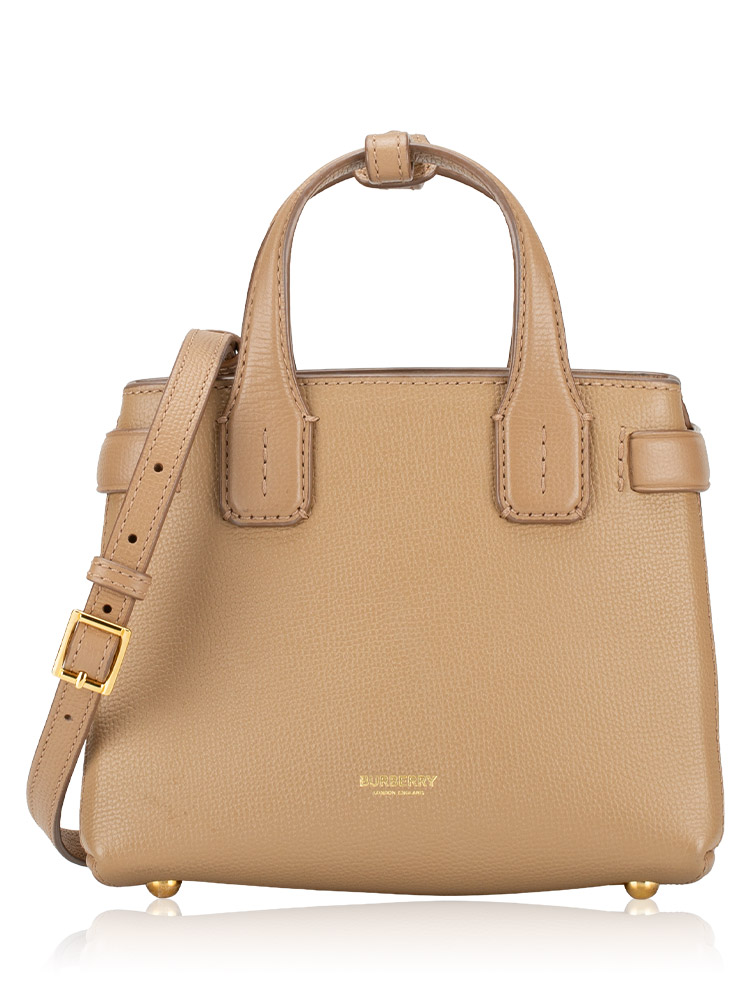 Grainy Calfskin House Check Baby Banner Tote Camel