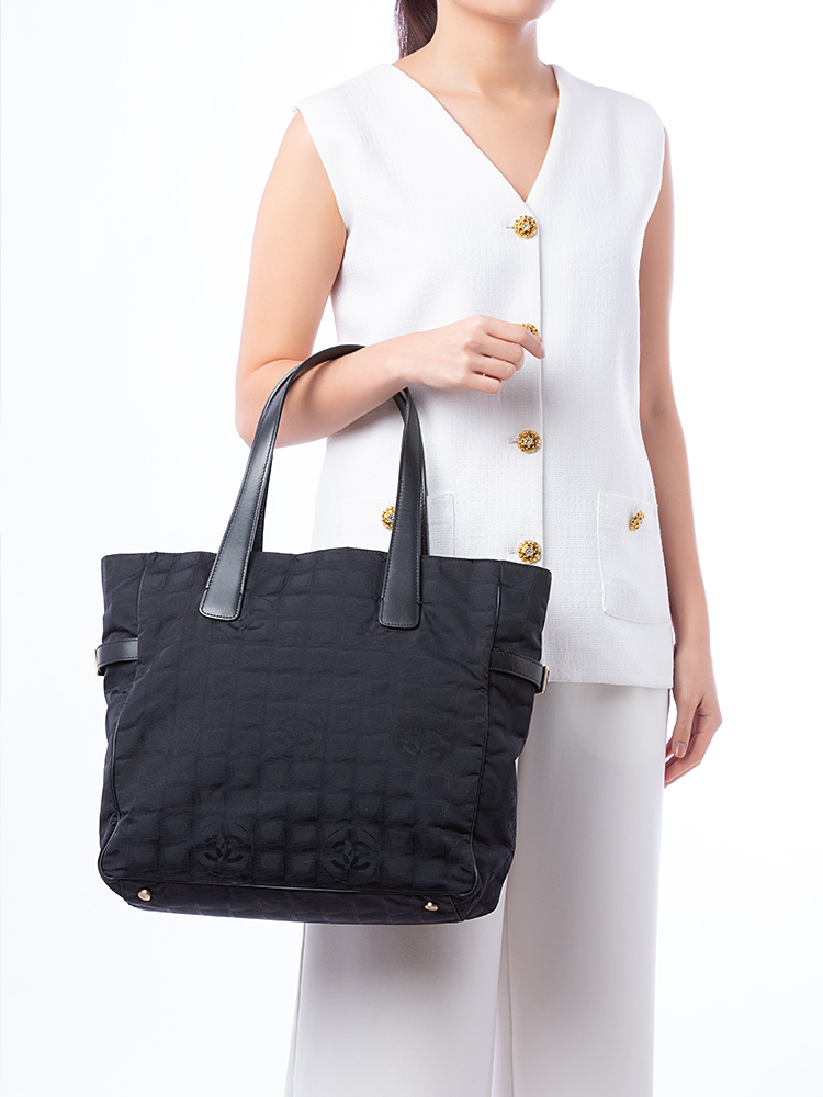 Nylon Travel Ligne Large Tote Black