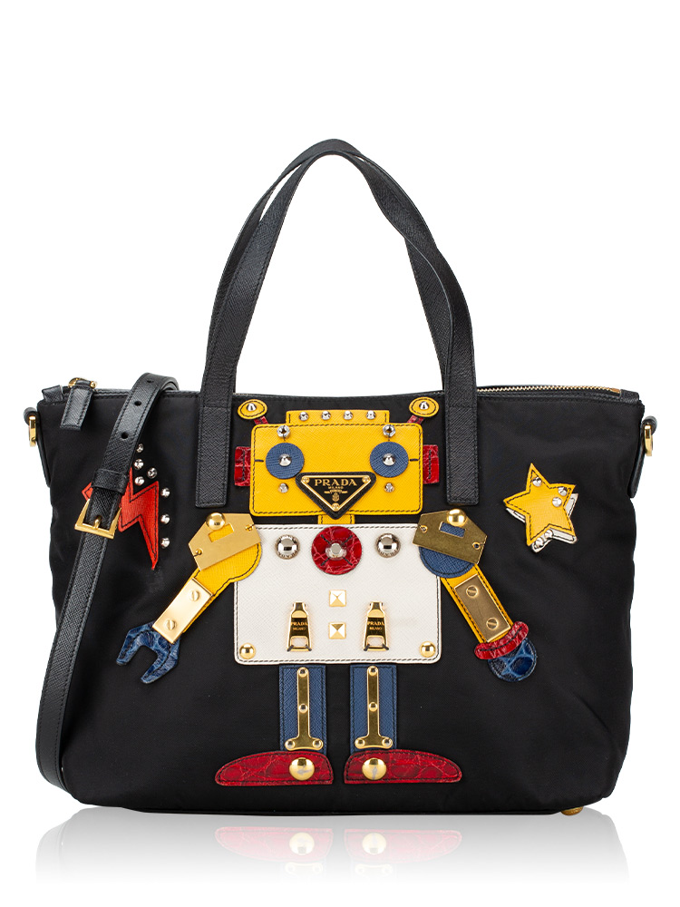 1BG061 Tessuto Robot Tote Nero Mimosa