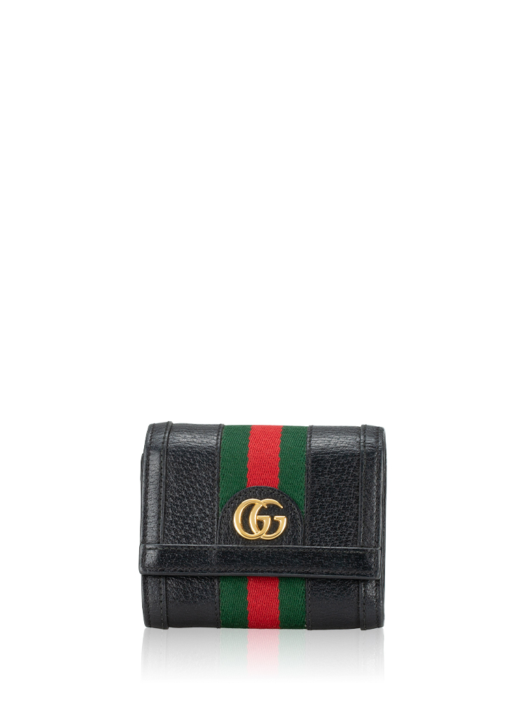 Calfskin Web Ophidia French Wallet Black