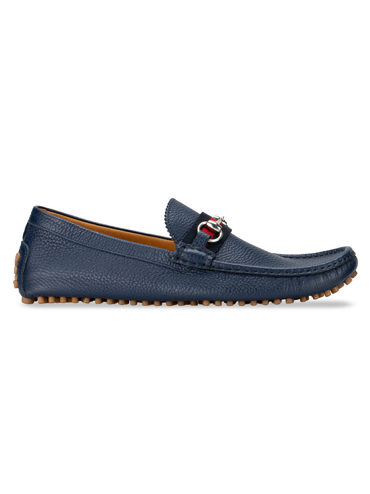 Mens Calfskin Web Horsebit Loafers Maritime Sz 9