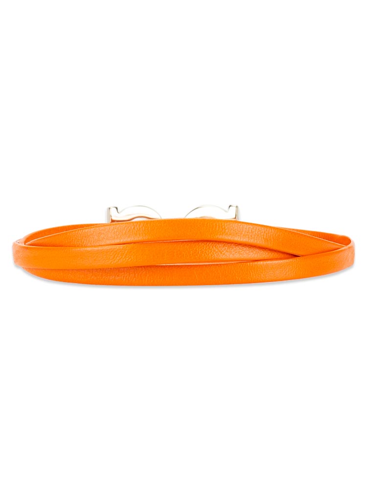 Calfskin Gancini Double Wrap Slim Bracelet Orange