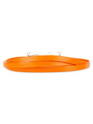 Calfskin Gancini Double Wrap Slim Bracelet Orange
