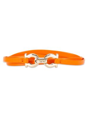 Calfskin Gancini Double Wrap Slim Bracelet Orange