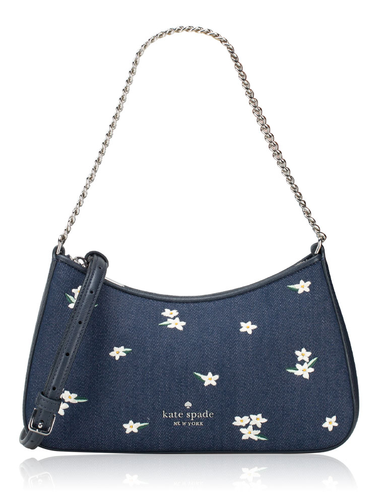 Madison Floral Embroidered Denim Crossbody Blazer Blue Multi