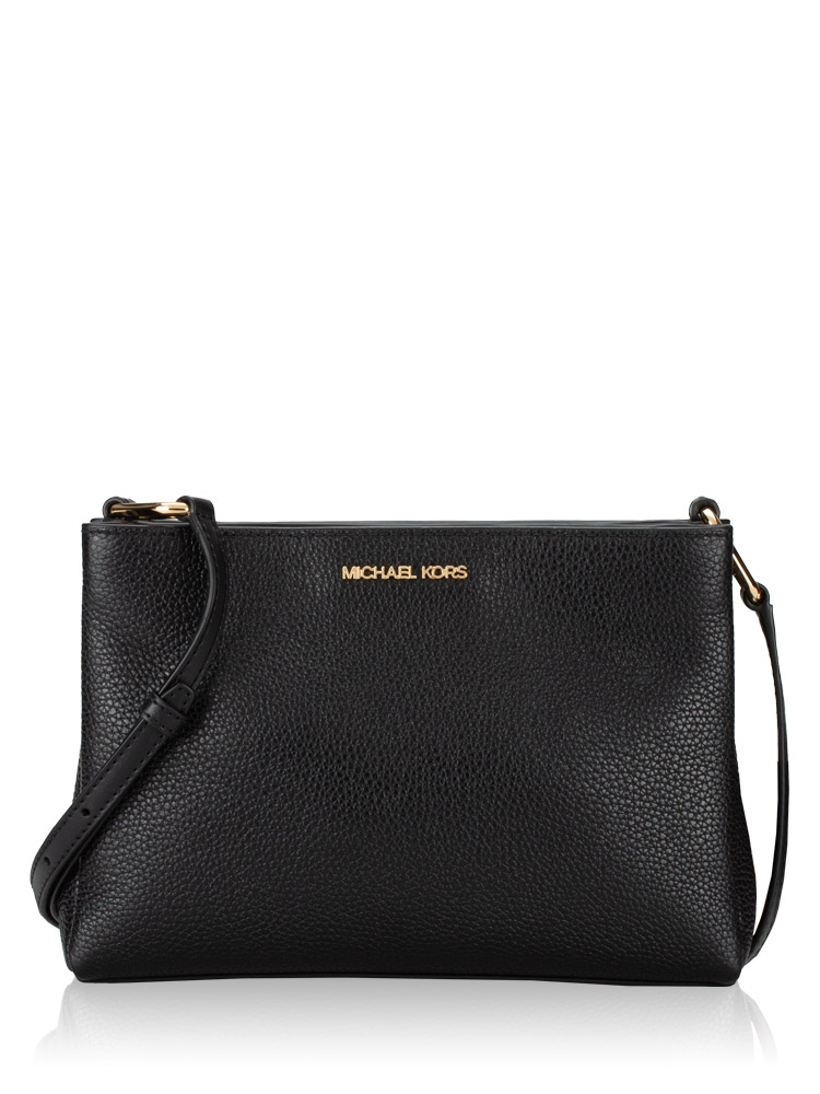Trisha Leather Medium Crossbody Black
