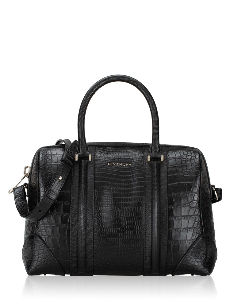 Croco Embossed Medium Lucrezia Black